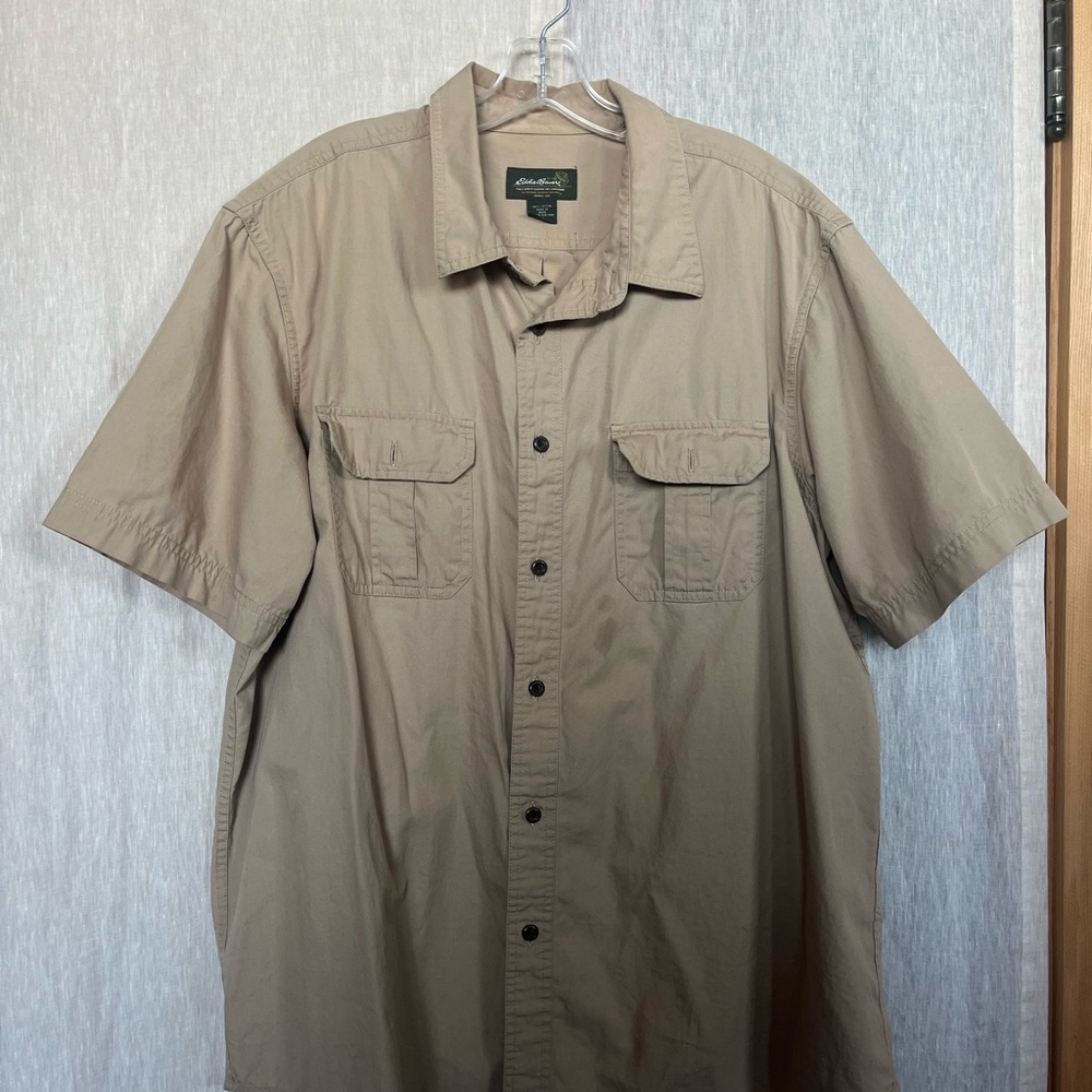 Eddie Bauer Khaki Short Sleeve Button-Up Shirt